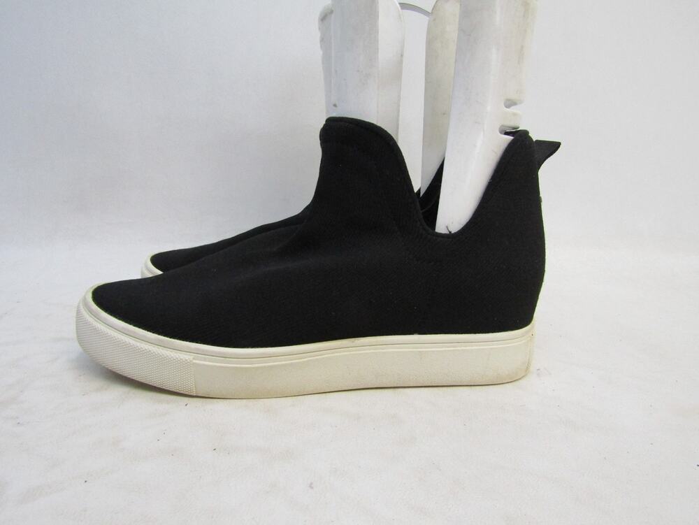 Steve Madden Womens Sz 7.5 M Black Fabric Hidden Wedge Boots Sneakers Shoes